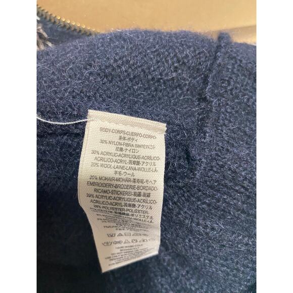 Free People Women Blue Black Embellished Bell Sleeve Full Zip Cardigan Size L - Picture 7 of 7